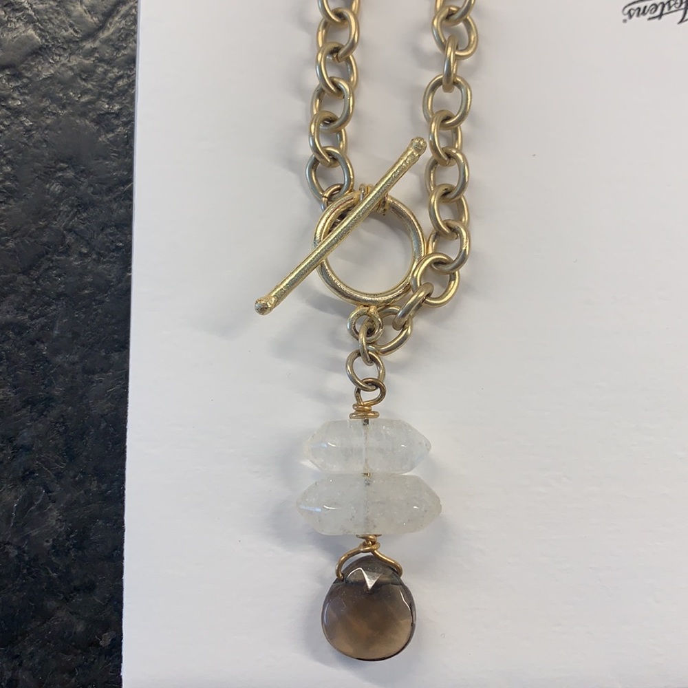 Gold and taupe stone necklace - Picture 3 of 3